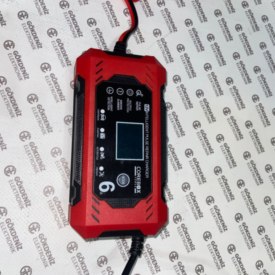 Corebox 12V 6A Akıllı Nabız Onarım Şarj Cihazı