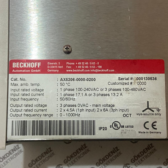 Beckhoff AX5206-0000-0200 Servo Sürücü - AX5000 Serisi