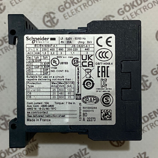 Schneider Electric LP1K0601BD TeSys Kontrol Kontaktörü - 24V DC