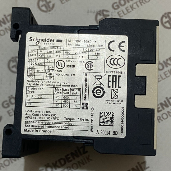 Schneider Electric LP1K0610BD TeSys Kontrol Kontaktörü - 24V DC