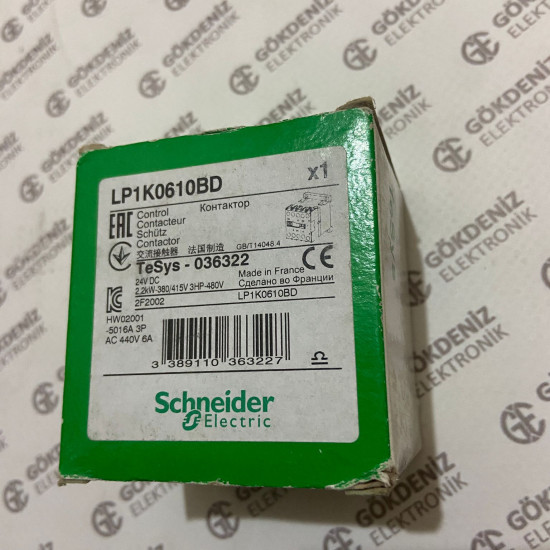 Schneider Electric LP1K0610BD TeSys Kontrol Kontaktörü - 24V DC